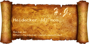 Heidecker János névjegykártya